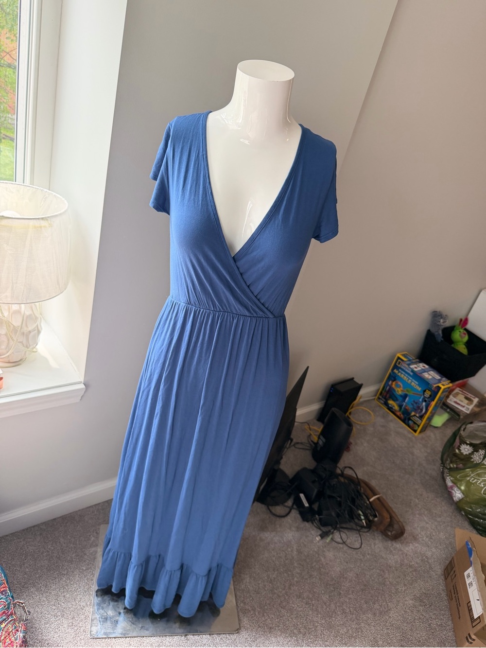 Olivia Rae Slate Blue Maxi Dress coquette cottage core